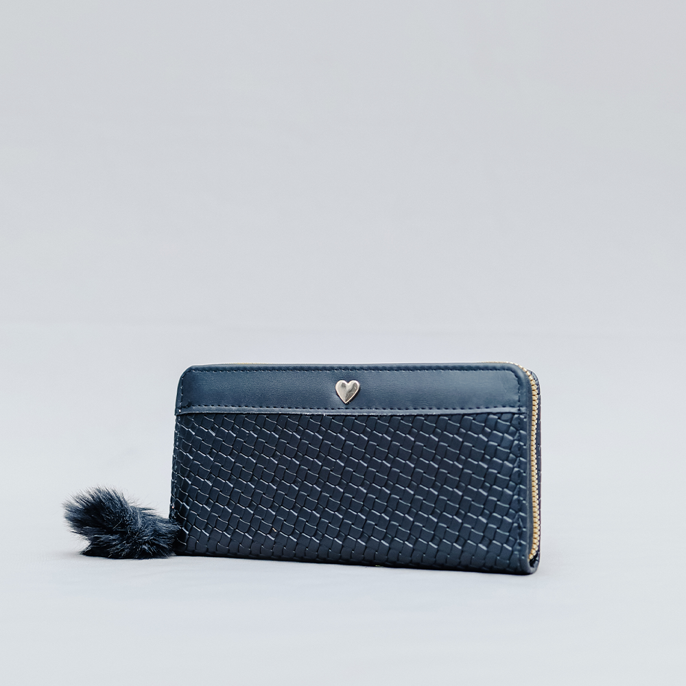 Royal Navy Woven Wallet with Heart Charm